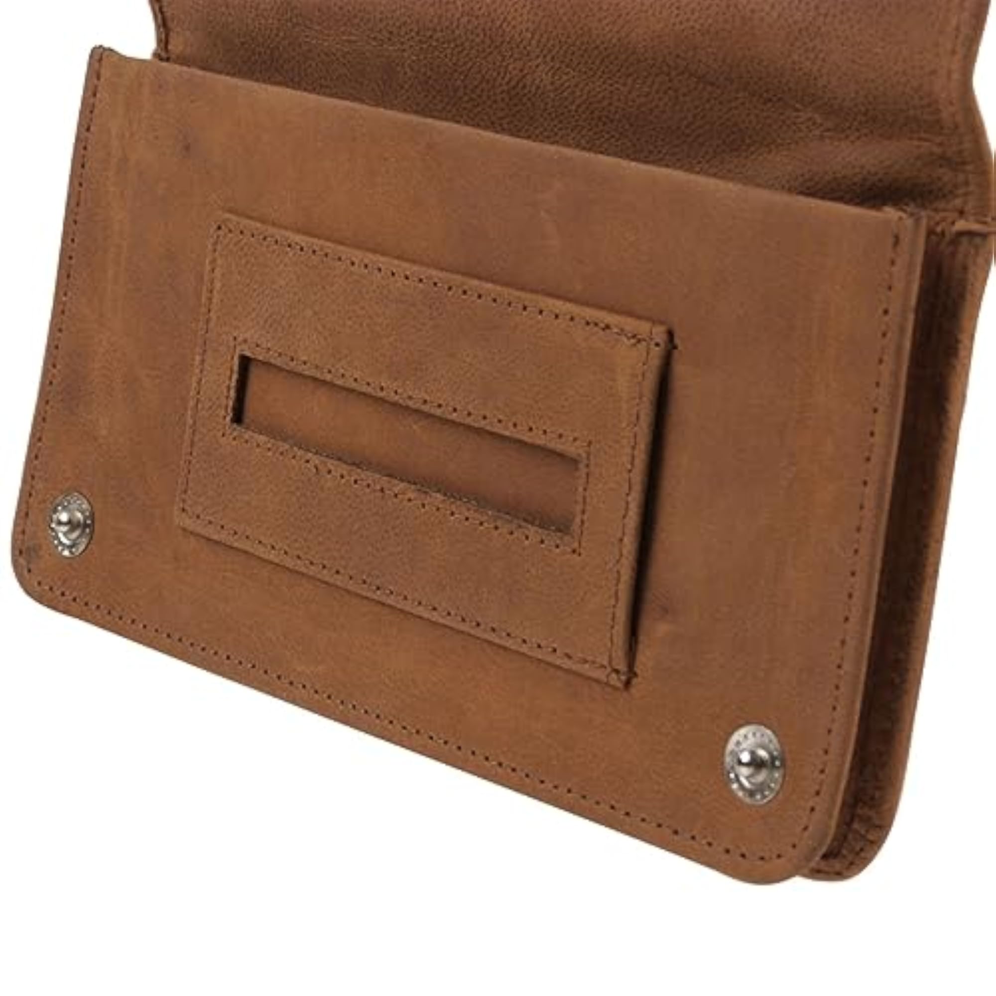 Tan Tobacco Pouch with Stud Fastener, Stylish Accessory